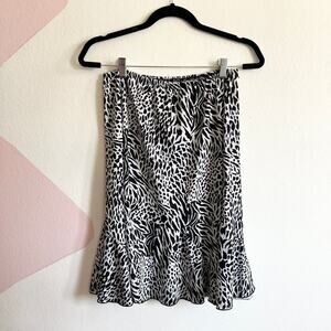 White Zebra Print Midi Skirt,‎  Y2K, Grunge, Boho, Festival, Small, Edgy